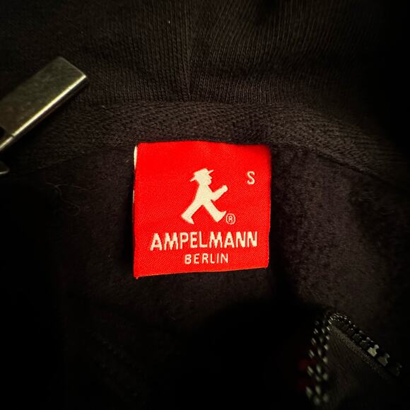 AMPELMANN DEMONSTRANT Hoodie Women's Small Black Pedestrian Red Green Man Zip - Picture 13 of 15